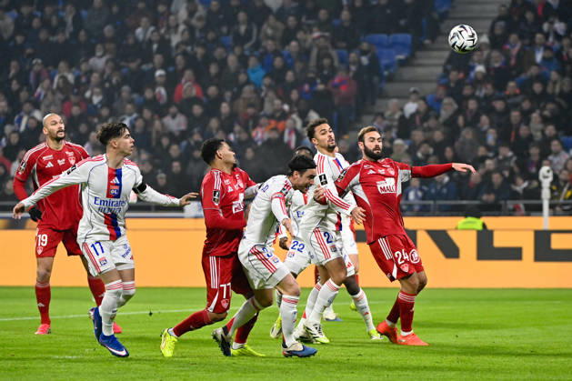 Olympique Lyonnais v Stade Brestois 29 - Ligue 1 McDonald s 2025 2026 17 Afonso MOREIRA (ol) - 03 Nicolas TAGLIAFICO (ol) - 21 Ruben KLUIVERT (ol) - 24 Lucas TOUSART (sb29) during the Ligue 1 McDonald s match between Lyon and Brest at Groupama Stadium on January 18, 2026 in Lyon, France. Lyon France Copyright: xFEPx 776348250