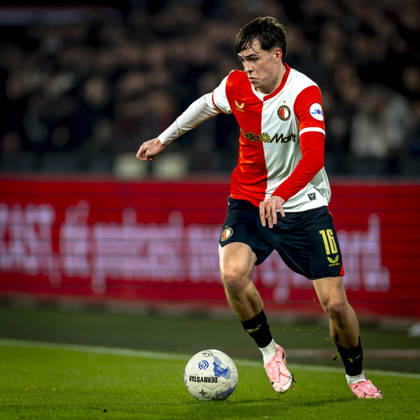SC Feyenoord Rotterdam forwarder Leo Sauer during the match SC Feyenoord Rotterdam vs Sparta Rotterdam at the Stadium De Kuip for the Dutch Vriendenloterij Eredivisie season 2025 2026 in ROTTERDAM, Netherlands on 18 January 2026, photo by Marcel van Dorst EYE4images DeFodi Images