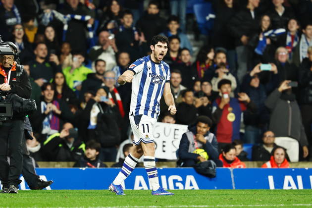 Goncalo Guedes (Sociedad), JANUARY 18, 2026 - Football Soccer : Guedes celebrate after his goal during Spanish LaLiga EA Sports match between Real Sociedad - Club Atletico de Madrid at the Estadio de Anoeta in San Sebastian, Spain. Noxthirdxpartyxsales aflo_316586891