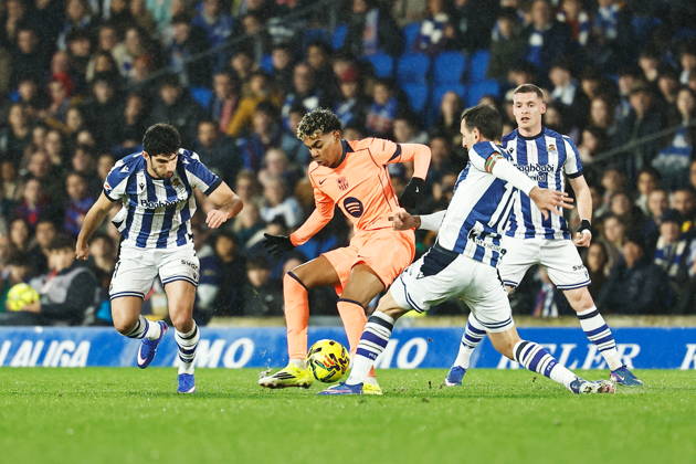 Lamine Yamal (Barcelona), JANUARY 18, 2026 - Football Soccer : Spanish LaLiga EA Sports match between Real Sociedad - Club Atletico de Madrid at the Estadio de Anoeta in San Sebastian, Spain. Noxthirdxpartyxsales aflo_316587197