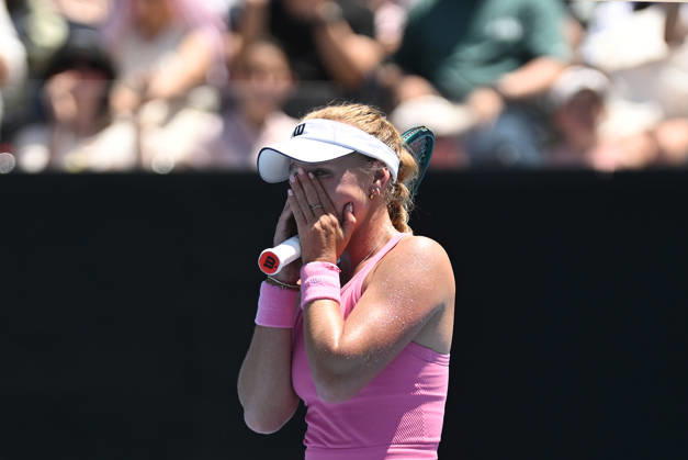 TENNIS AUSTRALIAN OPEN, Taylah Preston of Australia reacts after winning the Women™s 1st round match against Shuai Zhang of China on day 3 of the 2026 Australian Open tennis tournament at Melbourne Park in Melbourne, Tuesday, January 20, 2026. ( NO ARCHIVING MELBOURNE VICTORIA AUSTRALIA  Copyright: xLUKASxCOCHx 20260120113417679264