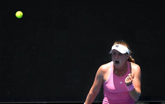 TENNIS AUSTRALIAN OPEN, Taylah Preston of Australia reacts during the Women™s 1st round match against Shuai Zhang of China on day 3 of the 2026 Australian Open tennis tournament at Melbourne Park in Melbourne, Tuesday, January 20, 2026. ( NO ARCHIVING MELBOURNE VICTORIA AUSTRALIA  Copyright: xLUKASxCOCHx 20260120146511787265