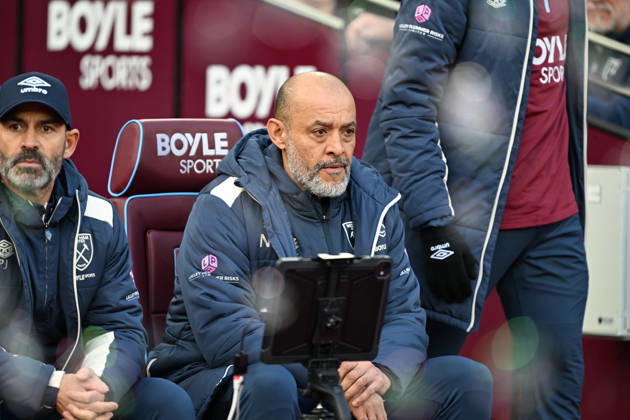West Ham United v Sunderland, Premier League West Ham United Manager Nuno Espirito Santo (m) during the Premier League match between West Ham United and Sunderland at the London Stadium, London, UK on 24 January 2026. London London Stadium UK Editorial use only DataCo restrictions apply See www.football-dataco.com , Copyright: xSimonxTraylenx PSI-23617-0079