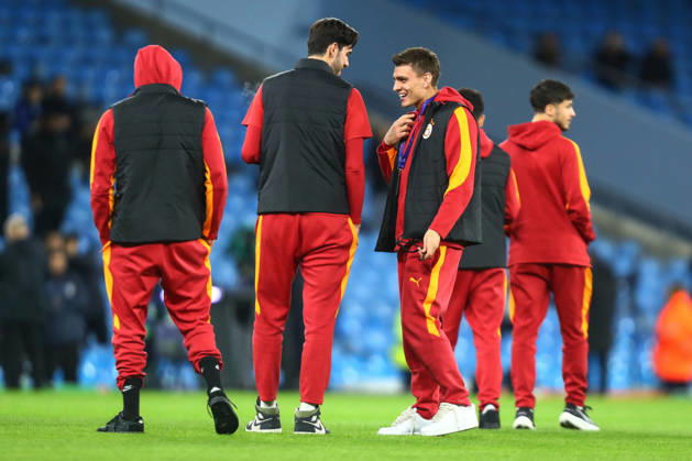 Manchester City v Galatasaray S.K., UEFA Champions League KazÄ±mcan KarataÅü of Galatasaray talks to Batuhan Ahmet Åžen, Goalkeeper of Galatasaray ahead of the Manchester City v Galatasaray S.K. UEFA Champions League MD8 match at the Etihad Stadium, Manchester, England on 28 January 2026 Credit: Luke Williams Every Second Media Editorial use only. All images are copyright Every Second Media Limited. No images may be reproduced without prior permission. Copyright: xIMAGO EveryxSecondxMediax ESM-1778-0085 LukexWilliamsx xEveryxSecondxMediax