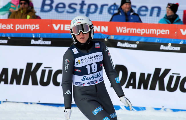 FIS NORDIC COMBINED WORLD CUP, Nordic Combined World Cup, Nordic Triple, Seefeld, Ski Jumping, Ski Jumping, Women GOEPFERT Trine GER standing in the outrun after the jump