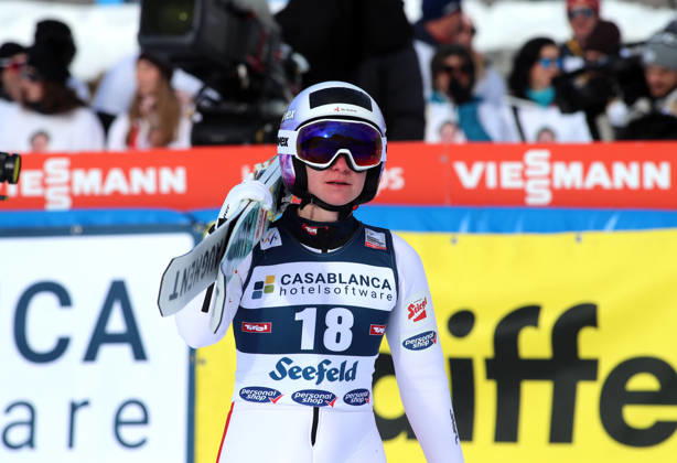 FIS NORDIC COMBINED WORLD CUP, Nordic Combined World Cup, Nordic Triple, Seefeld, Ski Jumping, Ski Jumping, Women PURKER Claudia AUT standing in the outrun after the jump