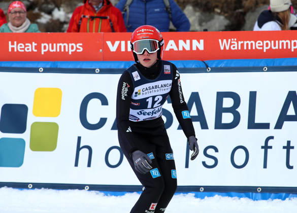 FIS NORDIC COMBINED WORLD CUP, Nordic Combined World Cup, Nordic Triple, Seefeld, ski jumping, ski jumping, women NOWAK Jenny GER standing in the outrun after the jump