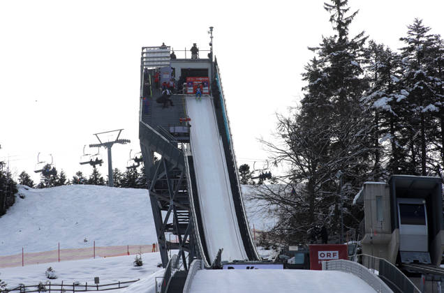 FIS NORDIC COMBINED WORLD CUP, Nordic Combined World Cup, Nordic Triple, Seefeld, ski jumping, ski jumping, women The Toni Seelos ski jump, inrun tower, inrun track, ski jump in Seefeld