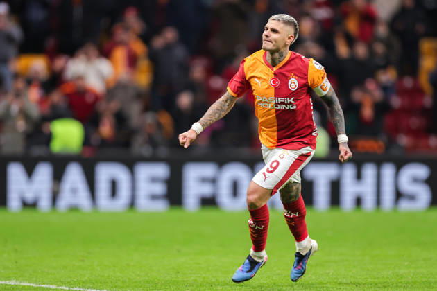 2026-02-01 Galatasaray SK v Kayserispor - Trendyol Super Lig ISTANBUL, TURKEY - FEBRUARY 1: Mauro Icardi of Galatasaray SK celebrates after scoring the team s fourth goal during the Trendyol Super Lig match between Galatasaray SK and Kayserispor at Rams Park Stadium on February 1, 2026 in Istanbul, Turkey. (Photo by BSR Agency) Istanbul Turkey Content not available for redistribution in The Netherlands directly or indirectly through any third parties. Copyright: xBSRxAgencyx