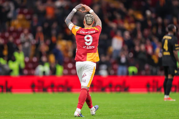 2026-02-01 Galatasaray SK v Kayserispor - Trendyol Super Lig ISTANBUL, TURKEY - FEBRUARY 1: Mauro Icardi of Galatasaray SK celebrates after scoring the team s fourth goal during the Trendyol Super Lig match between Galatasaray SK and Kayserispor at Rams Park Stadium on February 1, 2026 in Istanbul, Turkey. (Photo by BSR Agency) Istanbul Turkey Content not available for redistribution in The Netherlands directly or indirectly through any third parties. Copyright: xBSRxAgencyx
