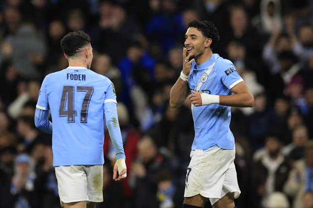 Manchester City v Newcastle United, EFL Cup, Semi Final Second Leg Omar Marmoush (7) of Manchester City celebrates scoring to make it 2-0 during the EFL Cup semi-final 2nd leg match between Manchester City and Newcastle United at the Etihad Stadium, Manchester, UK on 4 February 2026. Manchester Etihad Stadium Manchester UK Editorial use only DataCo restrictions apply See www.football-dataco.com , Copyright: xConorxMolloyx PSI-23683-0034