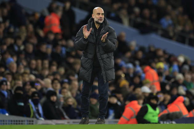 Manchester City v Newcastle United, EFL Cup, Semi Final Second Leg Pep Guardiola the Manchester City manager applauds his team during the EFL Cup semi-final 2nd leg match between Manchester City and Newcastle United at the Etihad Stadium, Manchester, UK on 4 February 2026. Manchester Etihad Stadium Manchester UK Editorial use only DataCo restrictions apply See www.football-dataco.com , Copyright: xConorxMolloyx PSI-23683-0131