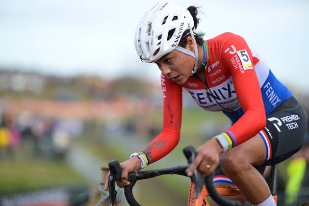 Dutch Ceylin Del Carmen Alvarado pictured in action during the women elite race of the Noordzeecross cyclocross cycling event in Middelkerke, the last race of the Superprestige competition on Saturday 07 February 2026. DAVIDxPINTENS x161737810x