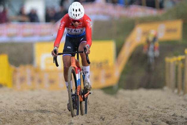 Dutch Ceylin Del Carmen Alvarado pictured in action during the women elite race of the Noordzeecross cyclocross cycling event in Middelkerke, the last race of the Superprestige competition on Saturday 07 February 2026. DAVIDxPINTENS x161739087x