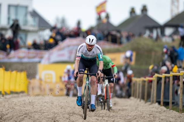 Dutch Joris Nieuwenhuis pictured in action during the men elite race of the Noordzeecross cyclocross cycling event in Middelkerke, the last race of the Superprestige competition on Saturday 07 February 2026. DAVIDxPINTENS x161779826x