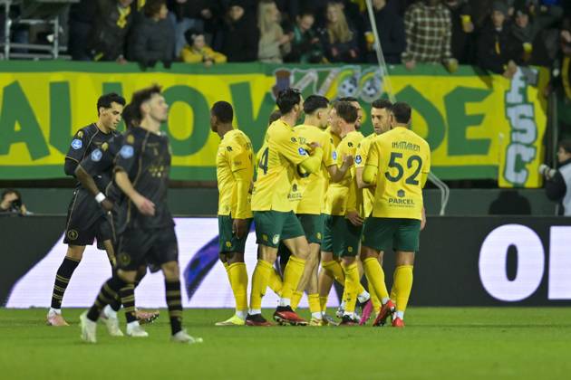 SITTARD , 17-01-2026 , Fortuna Sittard Stadium , season 2025 2026 , Dutch Eredivisie football , match between Fortuna Sittard and Sparta , picture shows , Fortuna Sittard celebrating 1-0 Fortuna Sittard - Sparta x201377907x Copyright: