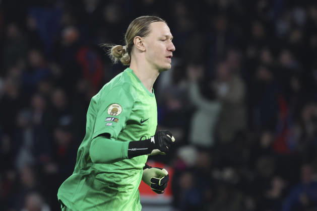 FOOTBALL : Paris Saint Germain Vs Olympique de Marseille - Ligue 1 - 08 02 2026 Joie sur le 2eme but de Ousmane Dembele (PSG) - Matvey Safonov (PSG) ParisFrance  Copyright: xMichaelxBaucherx