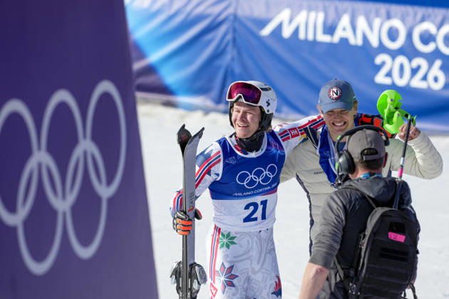 Winter Olympics in Milan Cortina 2026 Bormio, Italy 20260209 Timon Haugan and Simen Sellaeg from Norway compete in the men s alpine downhill slalom team competition during the Milan Cortina 2026 Winter Olympics Photo Cornelius Poppe NTB Bormio Italy EDITORIAL USE ONLY RESTRICTED USE FOR BETTING COMPANIES Copyright: xCorneliusxPoppex xNTBx