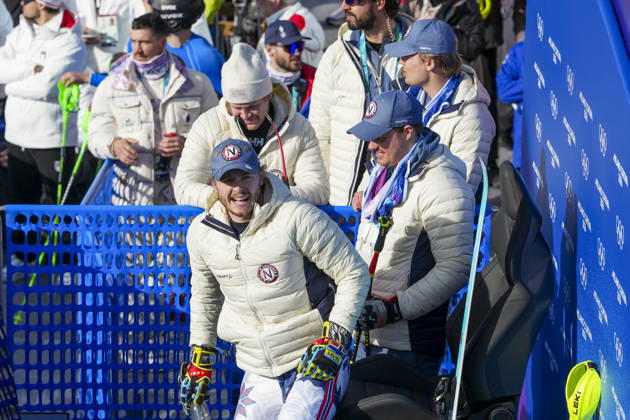 Winter Olympics in Milan Cortina 2026 Bormio, Italy 20260209 Adrian Smiseth Sejersted, Alte Lie McGrath, Simen Sellaeg and Timon Haugan from Norway compete in the men s alpine downhill slalom team competition at the Milan Cortina 2026 Winter Olympics Photo Cornelius Poppe NTB Bormio Italy EDITORIAL USE ONLY RESTRICTED USE FOR BETTING COMPANIES Copyright: xCorneliusxPoppex xNTBx