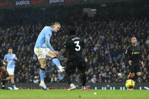 Manchester City v Fulham, Premier League Erling Haaland of Manchester City scores a GOAL 3-0 during the Manchester City v Fulham Premier League match at the Etihad Stadium, Manchester, England on 11 February 2026 Credit: Luke Williams Every Second Media Editorial use only. All images are copyright Every Second Media Limited. No images may be reproduced without prior permission. All rights reserved. Premier League and Football League images are subject to licensing agreements with Football DataCo Limited. see https: www.football-dataco.com Copyright: xIMAGO EveryxSecondxMediax ESM-1796-0026 LukexWilliamsx xEveryxSecondxMediax