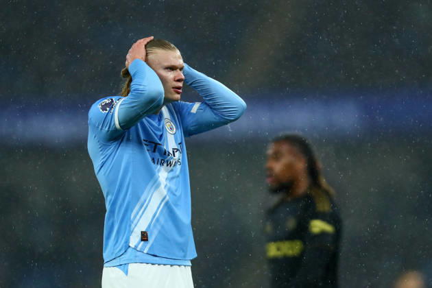 Manchester City v Fulham, Premier League Erling Haaland of Manchester City looks dejected during the Manchester City v Fulham Premier League match at the Etihad Stadium, Manchester, England on 11 February 2026 Credit: Luke Williams Every Second Media Editorial use only. All images are copyright Every Second Media Limited. No images may be reproduced without prior permission. All rights reserved. Premier League and Football League images are subject to licensing agreements with Football DataCo Limited. see https: www.football-dataco.com Copyright: xIMAGO EveryxSecondxMediax ESM-1796-0054 LukexWilliamsx xEveryxSecondxMediax