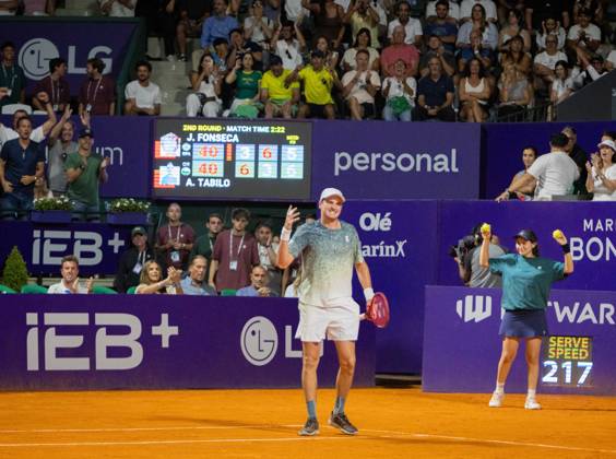 TENNIS - Internazionali di Tennis - Argentina Open 2026 ATP, Tennis Herren 250 Buenos Aires Brasilian player Joao Fonseca celebrating at ATP 250 Argentina Open 2026 (in Buenos Aires Lawn Tennis Club) during Argentina Open 2026 ATP 250 Buenos Aires , International Tennis match in Buenos Aires, Argentina, February 11 2026 Buenos Aires Argentina  Copyright: xIPAxSport ABACAx