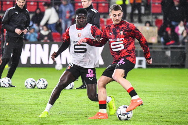 FOOTBALL : Stade Rennais vs Paris SG - Ligue 1 - Journà e 22 - 13 02 2026 Valentin Rongier (Stade Rennais) Mahamadou Nagida (Stade Rennais) RennesFrance Copyright: xBaptistexAutissierx