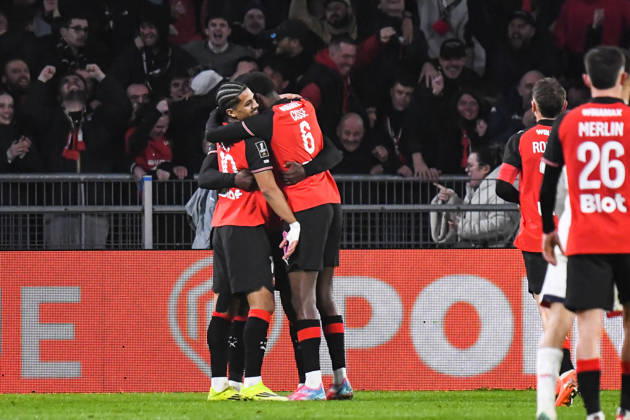 FOOTBALL : Stade Rennais vs Paris SG - Ligue 1 - Journà e 22 - 13 02 2026 Joie des joueurs du Stade Rennais apràs le but de Breel Embolo (Stade Rennais) RennesFrance Copyright: xBaptistexAutissierx