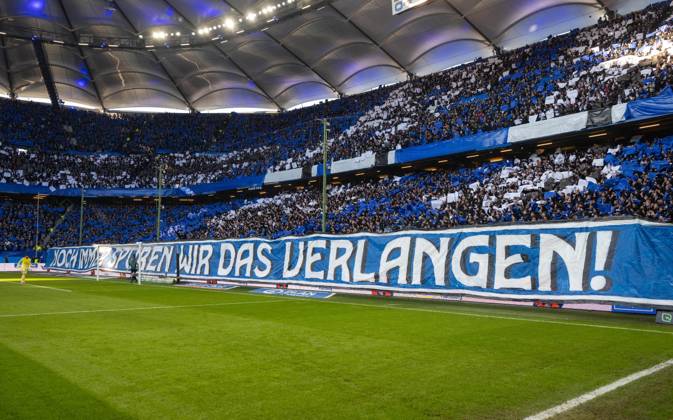 Soccer, Men, Season 2025 2026, 1 Bundesliga 22 Matchday , Hamburger SV 1 FC Union Berlin, Fans of HSV, Choreo for the 1887 Bundesliga match of HSV, We still feel the desire, 14 02 2026, Copyright: xMatthiasxKochx