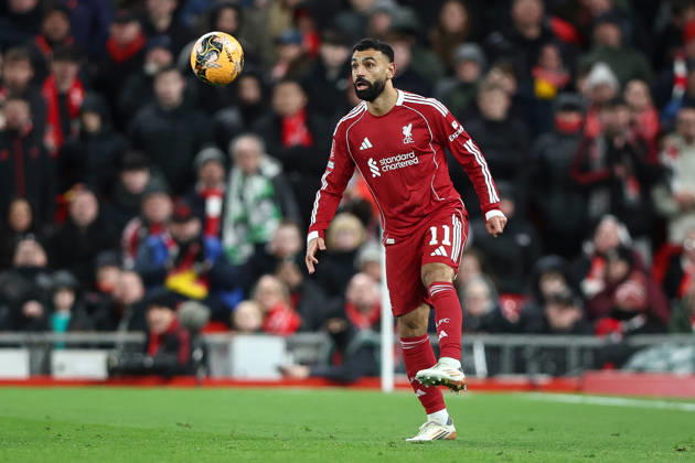 Liverpool v Brighton & Hove Albion, Emirates FA Cup Mohamed Salah of Liverpool controls the ball during the Liverpool v Brighton & Hove Albion Emirates FA Cup 4th Round match at Anfield, Liverpool, England on 14 February 2026 Credit: Ian Stephen Every Second Media Editorial use only. All images are copyright Every Second Media Limited. No images may be reproduced without prior permission. All rights reserved. Premier League and Football League images are subject to licensing agreements with Football DataCo Limited. see https: www.football-dataco.com Copyright: xIMAGO EveryxSecondxMediax ESM-1800-0067 IanxStephenx xEveryxSecondxMediax