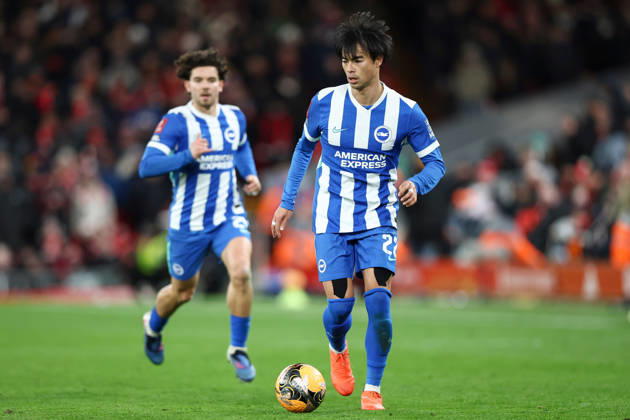 Liverpool v Brighton & Hove Albion, Emirates FA Cup Kaoru Mitoma of Brighton And Hove Albion during the Liverpool v Brighton & Hove Albion Emirates FA Cup 4th Round match at Anfield, Liverpool, England on 14 February 2026 Credit: Ian Stephen Every Second Media Editorial use only. All images are copyright Every Second Media Limited. No images may be reproduced without prior permission. All rights reserved. Premier League and Football League images are subject to licensing agreements with Football DataCo Limited. see https: www.football-dataco.com Copyright: xIMAGO EveryxSecondxMediax ESM-1800-0092 IanxStephenx xEveryxSecondxMediax