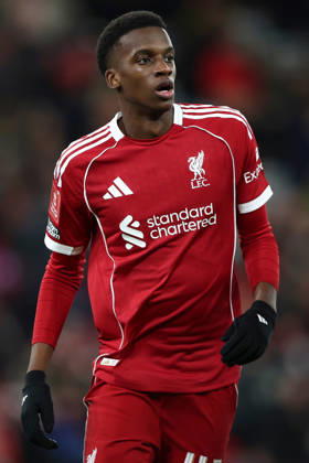 Liverpool v Brighton & Hove Albion, Emirates FA Cup Trey Nyoni of Liverpool during the Liverpool v Brighton & Hove Albion Emirates FA Cup 4th Round match at Anfield, Liverpool, England on 14 February 2026 Credit: Ian Stephen Every Second Media Editorial use only. All images are copyright Every Second Media Limited. No images may be reproduced without prior permission. All rights reserved. Premier League and Football League images are subject to licensing agreements with Football DataCo Limited. see https: www.football-dataco.com Copyright: xIMAGO EveryxSecondxMediax ESM-1800-0096 IanxStephenx xEveryxSecondxMediax
