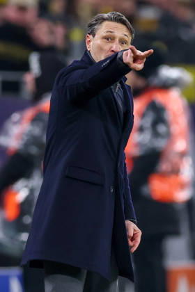 17 02 2026, Football, UEFA Champions League, Borussia Dortmund Atalanta Bergamo, BVB Stadion, Play Offs first leg, Season 2025 2026 Head coach Niko Kovac BVB hc wildly gesticulating on the sidelines Regulations prohibit any use of photographs as image sequences and or quasi video North Rhine-Westphalia Germany