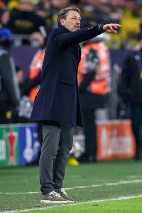 17 02 2026, Football, UEFA Champions League, Borussia Dortmund Atalanta Bergamo, BVB Stadion, Play Offs first leg, Season 2025 2026 Head coach Niko Kovac BVB hc wildly gesticulating on the sidelines Regulations prohibit any use of photographs as image sequences and or quasi video North Rhine-Westphalia Germany