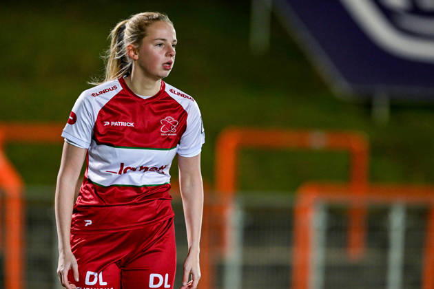 260218 RSC ANDERLECHT VS STANDARD Amber Bert (10) of Zulte-Waregem pictured during a female soccer game between RSC Anderlecht Women and Zulte-Waregem on the 13th matchday of the 2024 - 2025 season of the Belgian Lotto Womens Super League , on Wednesday 18 February 2026 in Deinze , Belgium . PHOTO SPORTPIX Stijn Audooren Deinze Burgemeester Van de Wielestadion Belgium Copyright: xSportpix.bex xStijnxAudoorenxStijnxAudoorenx