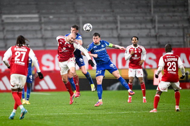 Stade Brestois 29 v Olympique de Marseille - Ligue 1 McDonald s 2025 2026 19 Ludovic AJORQUE (sb29) - 23 Pierre-Emile HOJBJERG (om) during the Ligue 1 McDonald s match between Brest and Marseille at Stade Francis-Le Ble on February 20, 2026 in Brest, France. Brest France Copyright: xFEPx 776461932