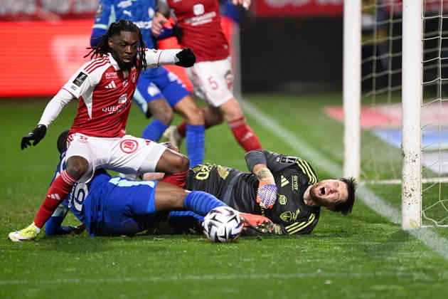 Stade Brestois 29 v Olympique de Marseille - Ligue 1 McDonald s 2025 2026 02 Bradley LOCKO (sb29) - 30 Gregoire COUDERT (sb29) during the Ligue 1 McDonald s match between Brest and Marseille at Stade Francis-Le Ble on February 20, 2026 in Brest, France. Brest France Copyright: xFEPx 776461932