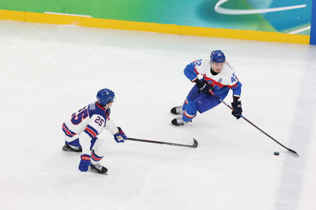 Ice hockey, Eishockey - Milano Cortina 2026 Winter Olympics: Day 14 In Milan, Italy, on February 20, 2026, FEHERVARY Martin and McAVOY Charlie participate in the Ice Hockey Men s Play-offs Semifinals between the United States of America and Slovakia on day fourteen of the Milano Cortina 2026 Winter Olympic Games, Olympische Spiele, Olympia, OS at Milano Santagiulia Ice Hockey Arena. Milano Italy  Copyright: xMattiaxMarteganix originalFilename:martegani-serieami260220_np4ox
