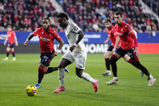 CA Osasuna v Real Madrid CF - LaLiga EA Sports PAMPLONA, SPAIN - FEBRUARY 21: Vinicius Junior left winger of Real Madrid and Brazil in action during the LaLiga EA Sports match between CA Osasuna and Real Madrid CF at Estadio El Sadar on February 21, 2026 in Pamplona, Spain. Jose Hernandez Anadolu Pamplona Spain. Editorial use only. Please get in touch for any other usage.  Copyright: x2026xAnadoluxJosexHernandezx