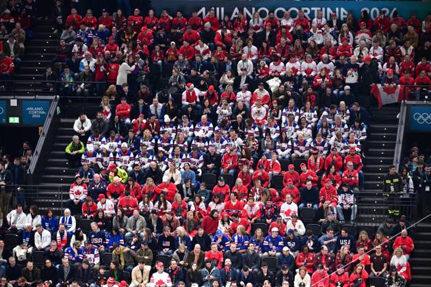 HOCKEY SUR GLACE JO MILAN CORTINA 2026 2026 CANADA ETATS UNIS 1 2 ap SANTAGIULIA ICE HOCKEY ARENA MILAN ITALIE 22 02 2026 PAPON BERNARD 1er tiers temps MILAN SANTAGIULIA ICE HOCKEY ARENA Italie GermanyxJapanxUKxFrancexBelgiumxOUT  Copyright: xPAPONxBERNARDx