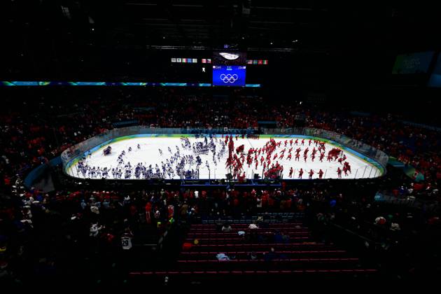 HOCKEY SUR GLACE JO MILAN CORTINA 2026 2026 CANADA ETATS UNIS 1 2 ap SANTAGIULIA ICE HOCKEY ARENA MILAN ITALIE 22 02 2026 PAPON BERNARD general view of the ice rink with overlay effect MILAN SANTAGIULIA ICE HOCKEY ARENA Italie GermanyxJapanxUKxFrancexBelgiumxOUT  Copyright: xPAPONxBERNARDx