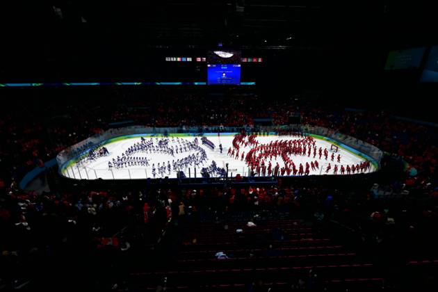 HOCKEY SUR GLACE JO MILAN CORTINA 2026 2026 CANADA ETATS UNIS 1 2 ap SANTAGIULIA ICE HOCKEY ARENA MILAN ITALIE 22 02 2026 PAPON BERNARD general view of the ice rink with overlay effect MILAN SANTAGIULIA ICE HOCKEY ARENA Italie GermanyxJapanxUKxFrancexBelgiumxOUT  Copyright: xPAPONxBERNARDx