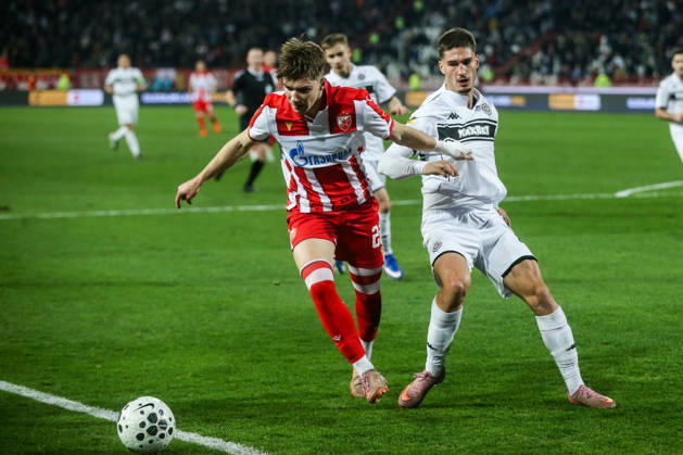 Crvena Zvezda v Partizan - Serbian SuperLiga BELGRADE, SERBIA - FEBRUARY 22: Players in action during the Serbian SuperLiga football match between Crvena Zvezda and Partizan at Rajko Mitic Stadium in Belgrade, Serbia on February 22, 2026. Filip Stevanovic Anadolu Belgrade Serbia. Editorial use only. Please get in touch for any other usage. Copyright: x2026xAnadoluxFilipxStevanovicx
