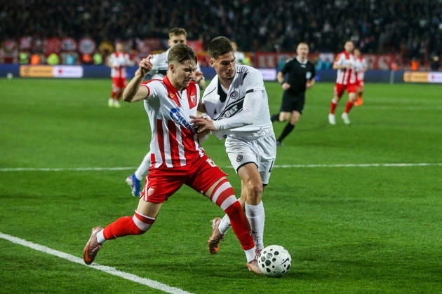 Crvena Zvezda v Partizan - Serbian SuperLiga BELGRADE, SERBIA - FEBRUARY 22: Players in action during the Serbian SuperLiga football match between Crvena Zvezda and Partizan at Rajko Mitic Stadium in Belgrade, Serbia on February 22, 2026. Filip Stevanovic Anadolu Belgrade Serbia. Editorial use only. Please get in touch for any other usage. Copyright: x2026xAnadoluxFilipxStevanovicx