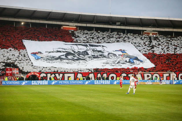 Crvena Zvezda v Partizan - Serbian SuperLiga BELGRADE, SERBIA - FEBRUARY 22: Players in action during the Serbian SuperLiga football match between Crvena Zvezda and Partizan at Rajko Mitic Stadium in Belgrade, Serbia on February 22, 2026. Filip Stevanovic Anadolu Belgrade Serbia. Editorial use only. Please get in touch for any other usage. Copyright: x2026xAnadoluxFilipxStevanovicx