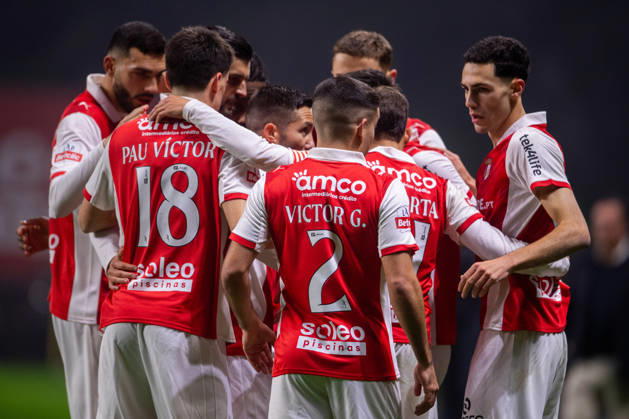 February 21, 2026, Braga, Braga, Portugal: BRAGA, PORTUGAL - FEBRUARY 21: RODRIGO ZALAZAR from SC Braga is seen celebrating his goal during the Liga Portugal Betclic 2025 26 League match between SC Braga and Vitoria SC, at Estadio Municipal de Braga on February 21, 2026 in Braga, Portugal Braga Portugal - ZUMAl192 20260221_zsp_l192_001 Copyright: xMiguelxLemosx
