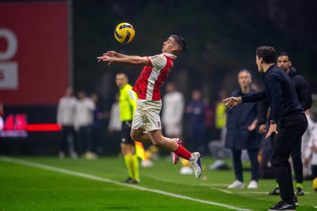 February 21, 2026, Braga, Braga, Portugal: BRAGA, PORTUGAL - FEBRUARY 21: VICTOR GOMEZ from SC Braga is seen on action during the Liga Portugal Betclic 2025 26 League match between SC Braga and Vitoria SC, at Estadio Municipal de Braga on February 21, 2026 in Braga, Portugal Braga Portugal - ZUMAl192 20260221_zsp_l192_045 Copyright: xMiguelxLemosx