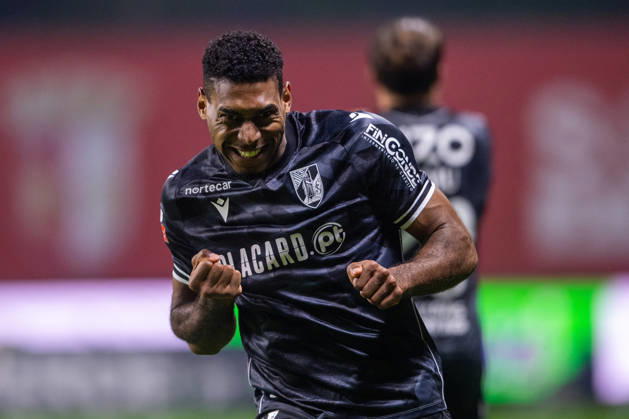 February 21, 2026, Braga, Braga, Portugal: BRAGA, PORTUGAL - FEBRUARY 21: GUSTAVO SILVA from Vitoria SC is seen celebrating his goal during the Liga Portugal Betclic 2025 26 League match between SC Braga and Vitoria SC, at Estadio Municipal de Braga on February 21, 2026 in Braga, Portugal Braga Portugal - ZUMAl192 20260221_zsp_l192_048 Copyright: xMiguelxLemosx