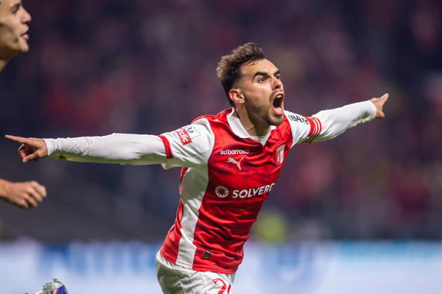 February 21, 2026, Braga, Braga, Portugal: BRAGA, PORTUGAL - FEBRUARY 21: RICARDO HORTA from SC Braga is seen celebrating his goal during the Liga Portugal Betclic 2025 26 League match between SC Braga and Vitoria SC, at Estadio Municipal de Braga on February 21, 2026 in Braga, Portugal Braga Portugal - ZUMAl192 20260221_zsp_l192_049 Copyright: xMiguelxLemosx