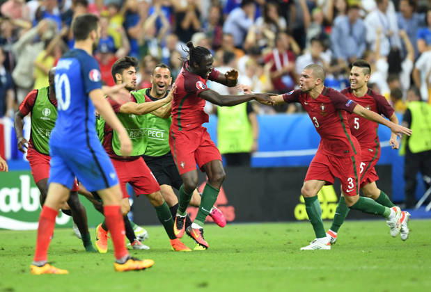 Portugal wins UEFA EURO, EM, Europameisterschaft,Fussball 2016 PARIS, FRANCE - JULY 10: Portugal s Eder celebrates after scoring a goal during the Euro 2016 final football match between Portugal and France at the Stade de France in Saint-Denis, north of Paris, France on July 10, 2016. Ile-de-France France. Editorial use only. Please get in touch for any other usage. Copyright: x2025xAnadoluxMustafaxYalcinx